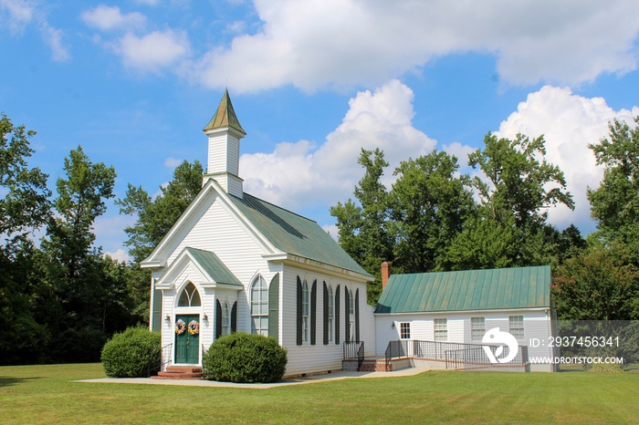 Small Quaint Country Church on a Bright Sunny Day