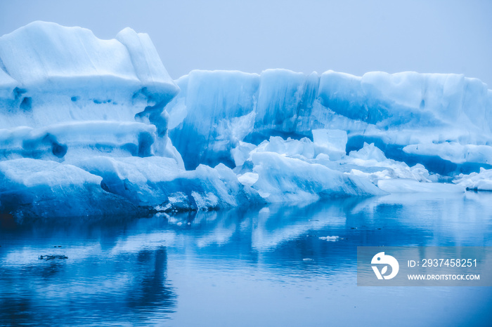 Icebergs in Jokulsarlon beautiful glacial lagoon in Iceland. Jokulsarlon is a famous travel destinat