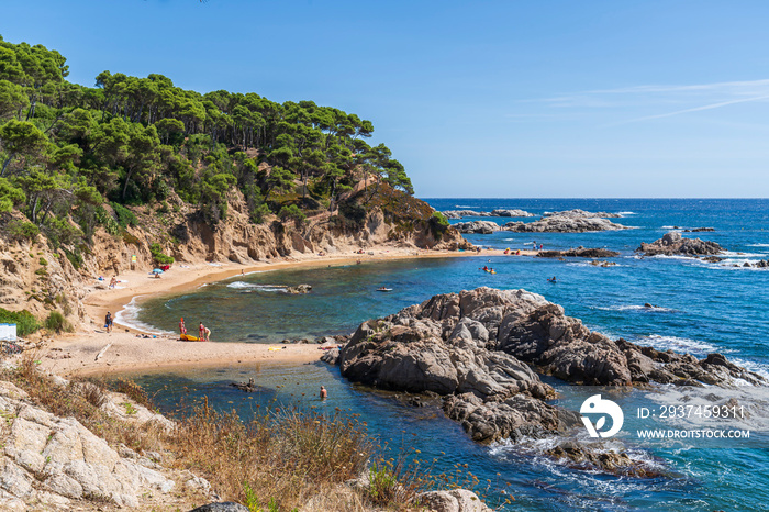 Views of  Estreta  cove Beach in Calella de Palafrugell.