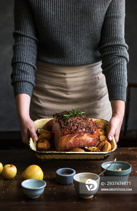 Roasted ham food photography recipe idea