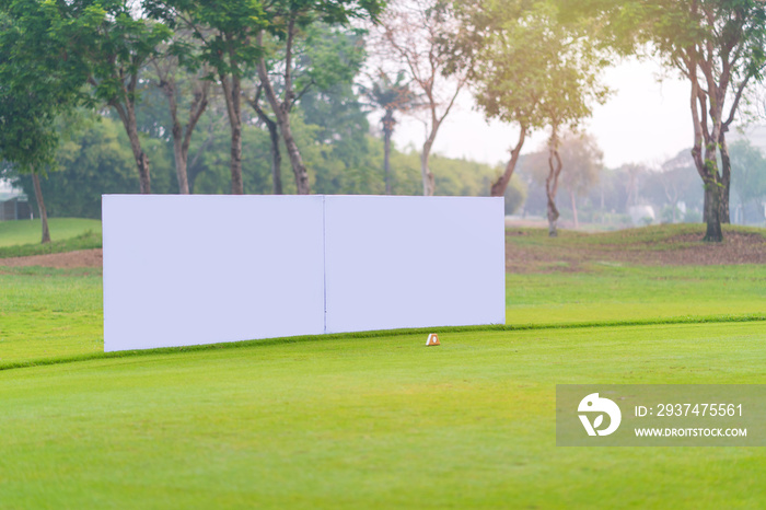 Mockup image of Blank billboard white screen posters billboard for advertising Sponsor in Golf cours
