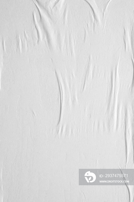 Blank white crumpled and creased paper poster texture background