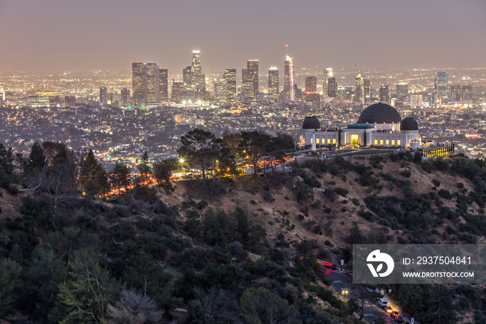 Griffith Observatory and the Skyline of Los Angeles at Night