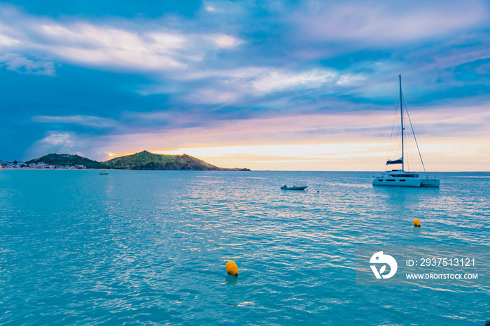 panorama of the Caribbean island of Saint Maarten overseas territory of Holland and France