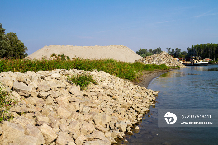 Riprap embankment on the Drava River