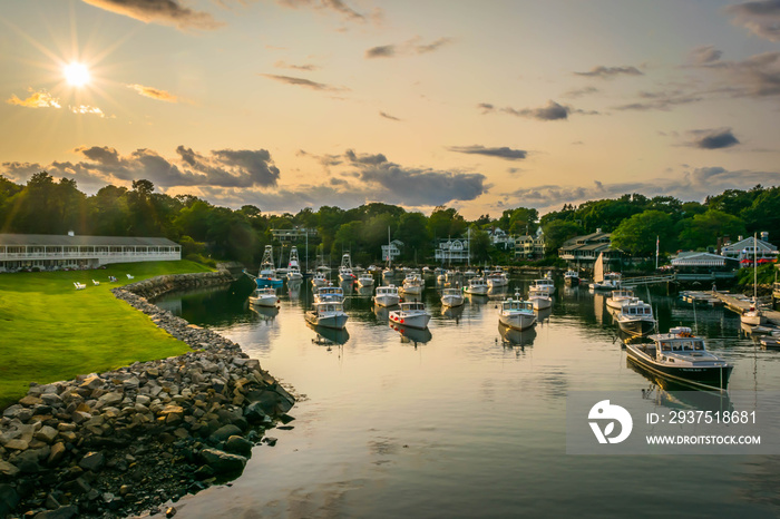 A tranquil marina in Ogunquit, Maine