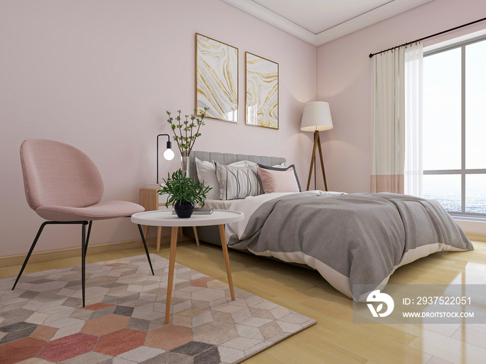 Pink family bedroom design, very warm feeling