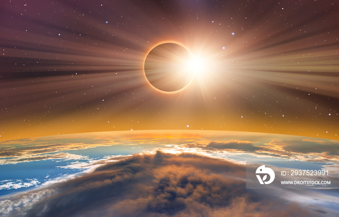 美国国家航空航天局提供的这张照片的日食要素