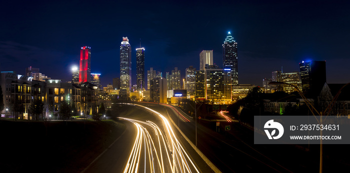 Downtown Atlanta Georgia at night panorama