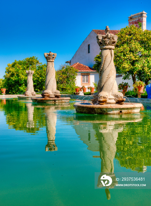 Bassin dans les jardins du palais épiscopal de Castelo Branco, Portugal