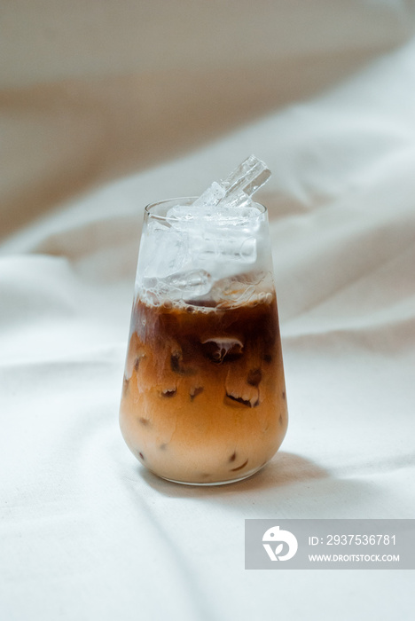 iced coffee put on white background