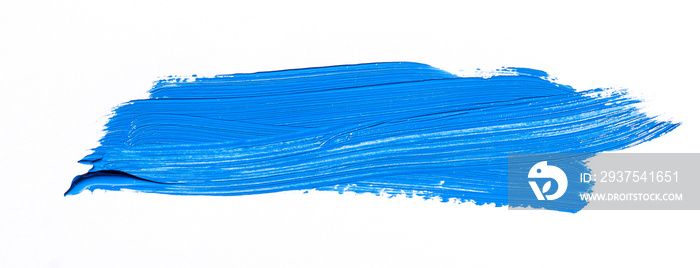 白色背景上隔离的蓝色画笔笔划