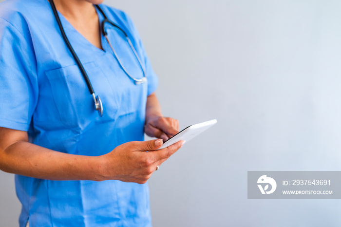 Healthcare And Medicine concept. Doctor. Portrait of a nurse using a digital tablet. Healthcare And 