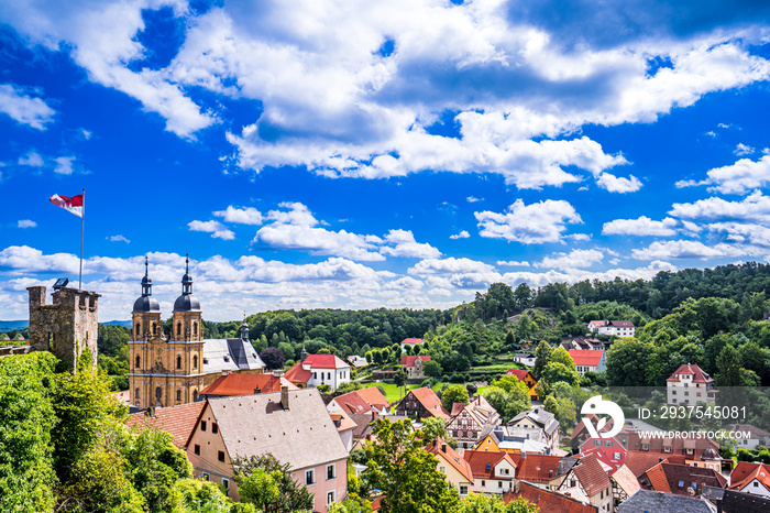 Panoramic view of the City Goessweinstein in the Franconia Switzerland, Germany, Bavaria