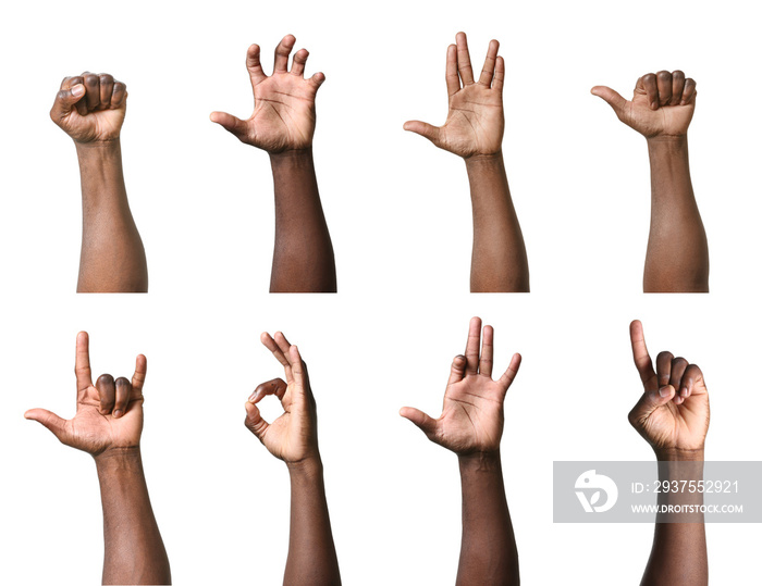 白人背景下非裔美国男子的手势