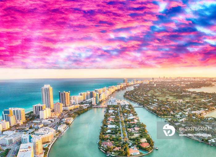 Aerial view of Miami Beach skyline, Florida