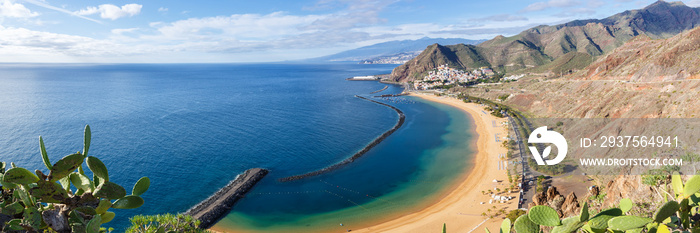 特内里费海滩Teresitas加那利群岛海水西班牙全景旅游