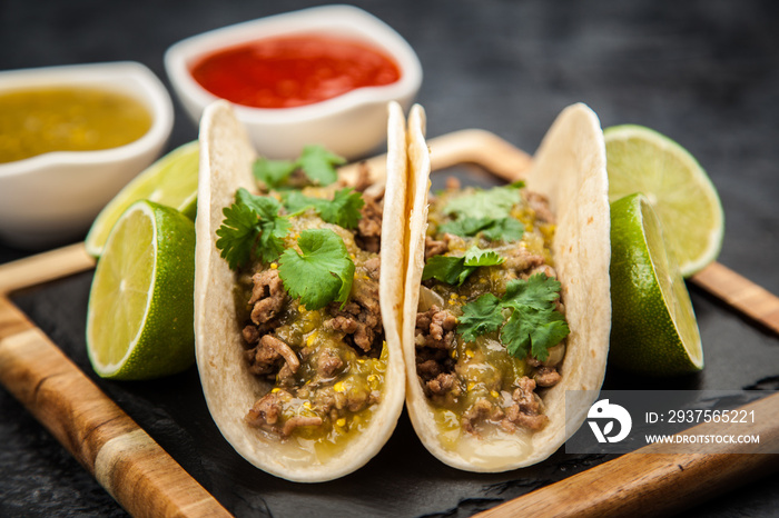 Mexican tacos with beef