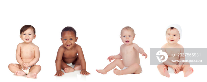 Cute babies on white background