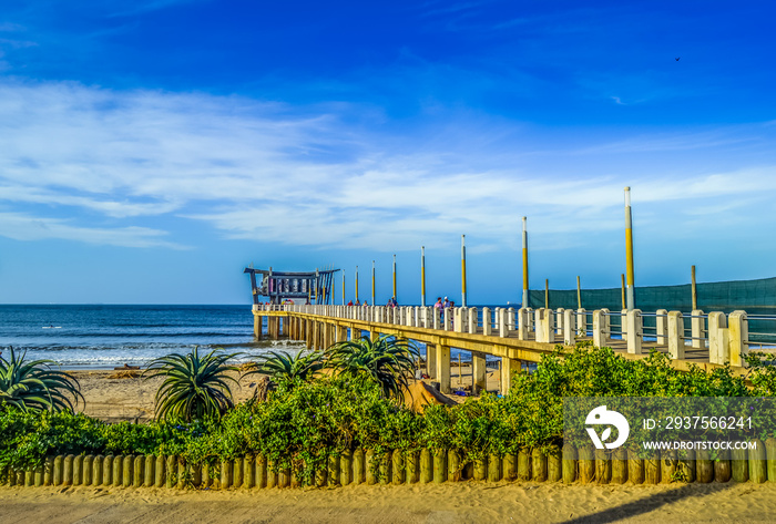 Durban Ushaka beach pier along golden mile beach in South Africa