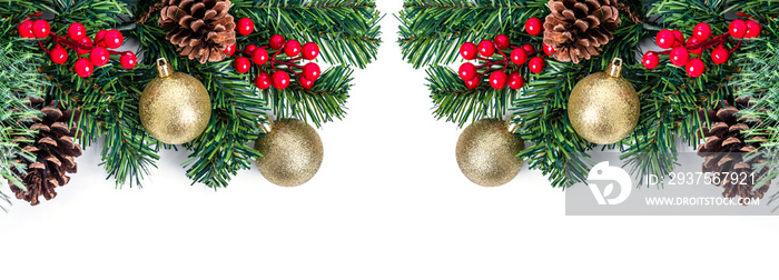 Christmas background with Xmas decoration. Horizontal banner