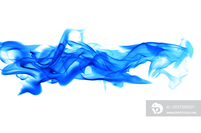 Abstract blue fire flame on white background.