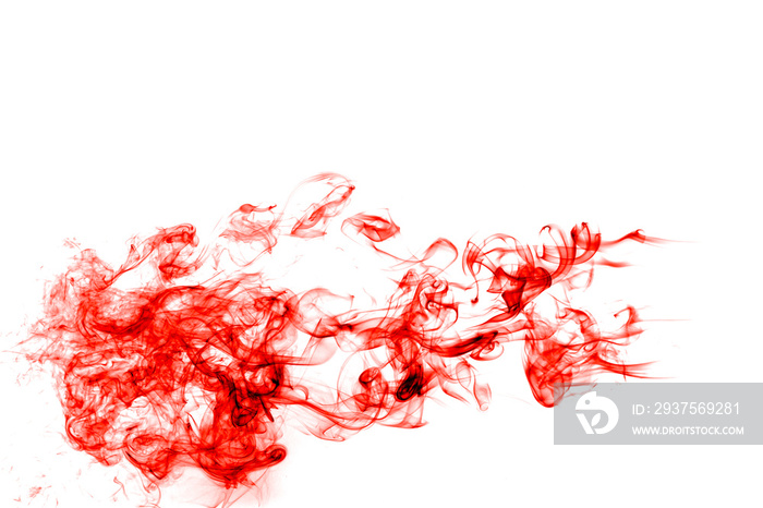 Movement of smoke, abstract red smoke on white background.