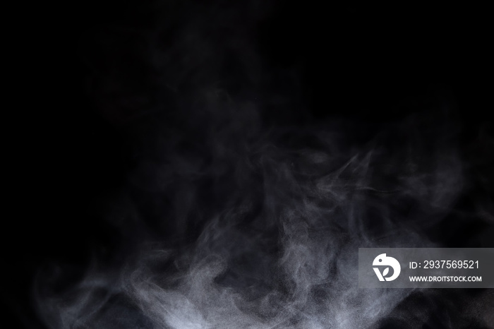 smoke steam isolated black background