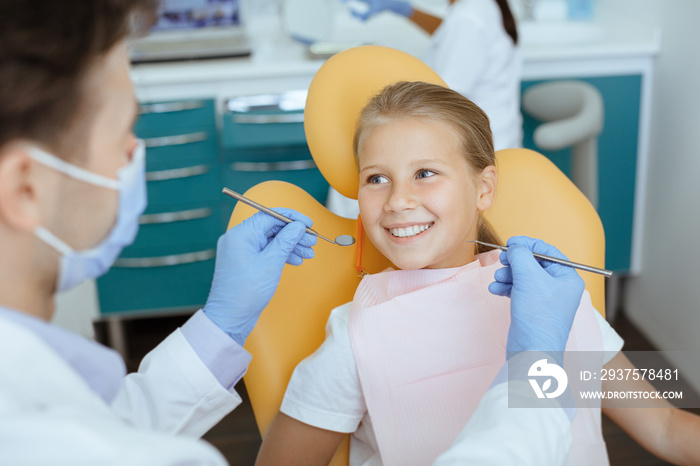 Fearless visit to doctor and dental treatment for child