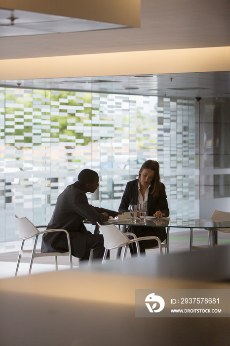 Business people meeting in cafeteria