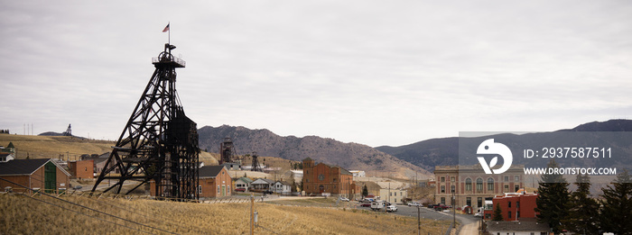 Butte Montana Downtown City Skyline矿井法院