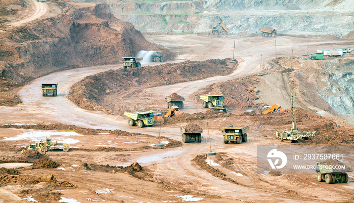 Part of a pit with big mining truck working