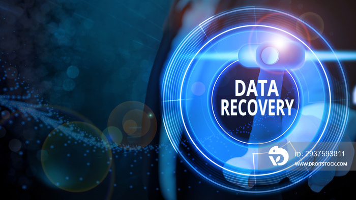 Word writing text Data Recovery. Business photo showcasing process of salvaging inaccessible lost or