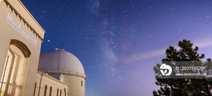 Night view of the historical Lick Observatory (completed in 1888) operated by the University of Cali