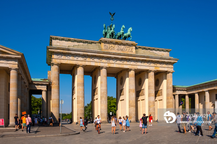 Berlin, Germany - Panoramic view of the Brandenburg Gate - Brandenburger Tor - at Pariser Platz squa