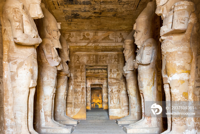 Abu Simbel, Egypt -  Inside the great temple of Ramses II at Abu Simbel.