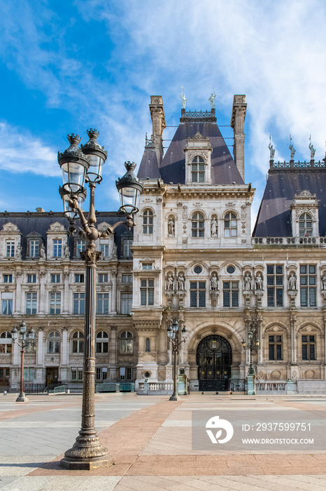 巴黎，法国首都市政厅的Ville酒店立面