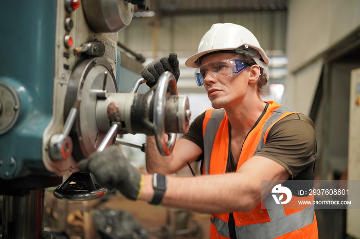 Industrial Engineers in Hard Hats.Work at the Heavy Industry Manufacturing Factory.industrial worker