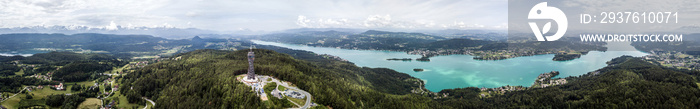 Drone view on the lake Wörthersee