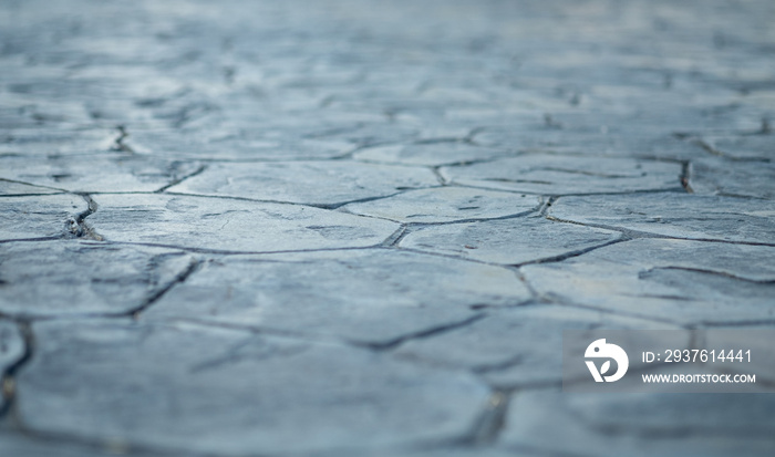 Close up view of walkway concrete stamped, soft focus.