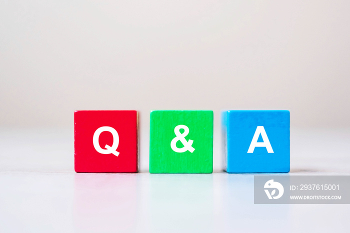 Q&A word with wooden cube block. FAQ( frequency asked questions), Answer, Question & Ask, Informatio