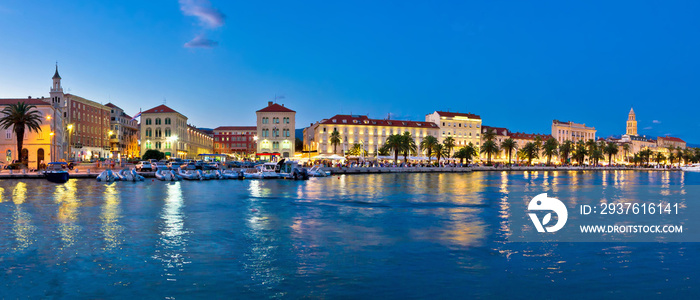 Split waterfront evening blue panorama