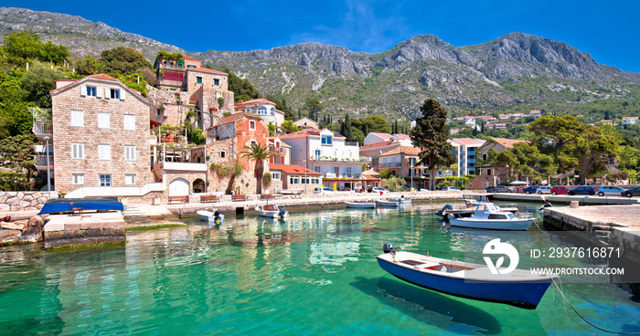 Idyllic village of Mlini in Dubrovnik archipelago view