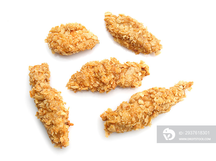 Tasty nuggets on white background