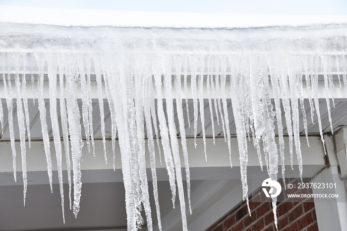 Icicles on the Roof Gutter