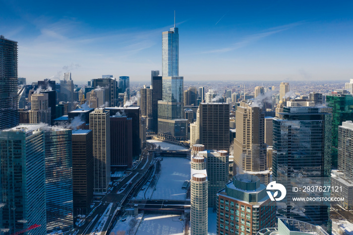 Winter panorama of Chicago.