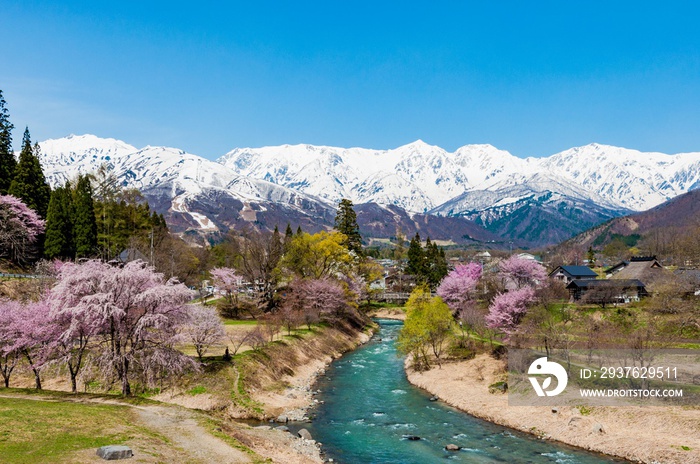 Scenery facing the mountains of Hakuba