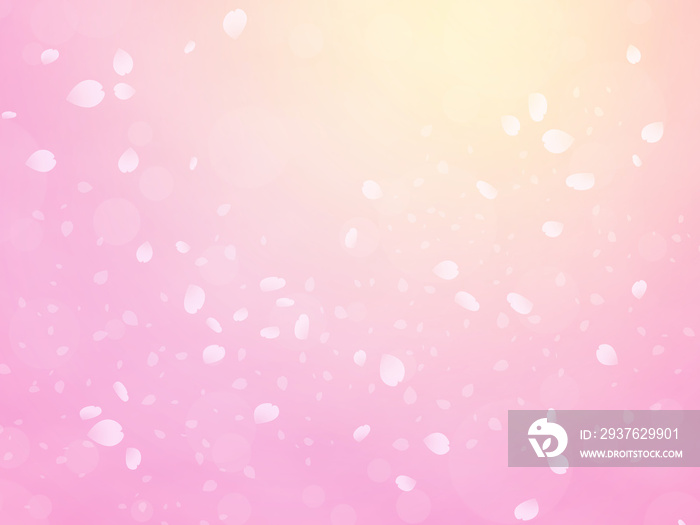 淡い色調の桜吹雪イラスト