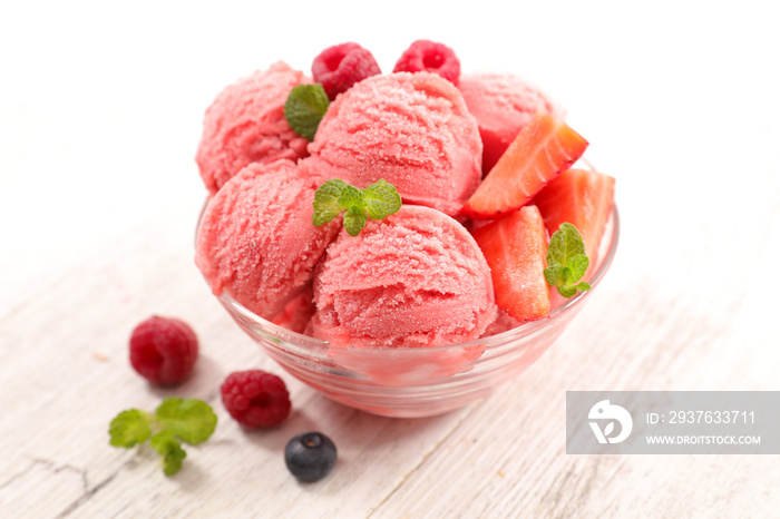 bowl of berry fruit ice cream