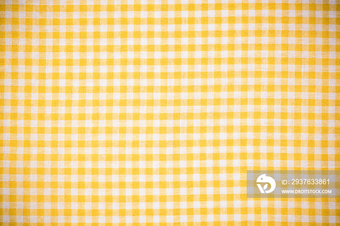 Empty yellow checkered kitchen linen or cloth